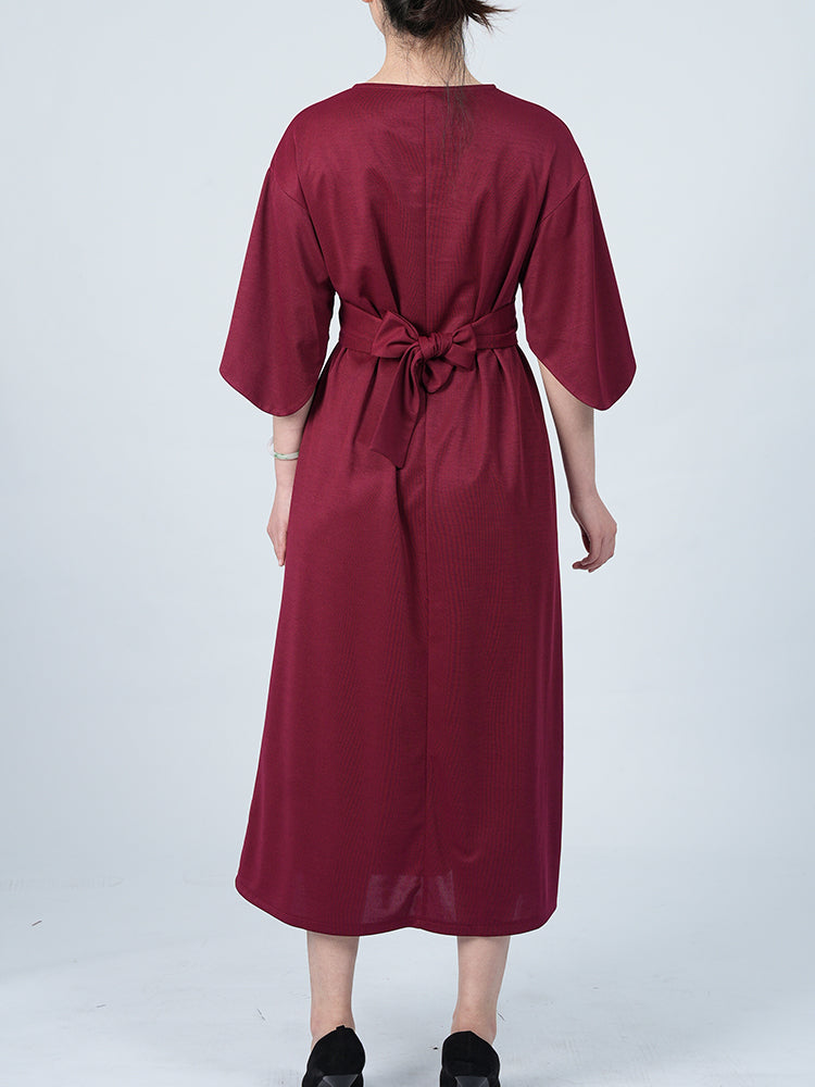Elegant Solid Color Bat Sleeve Dress