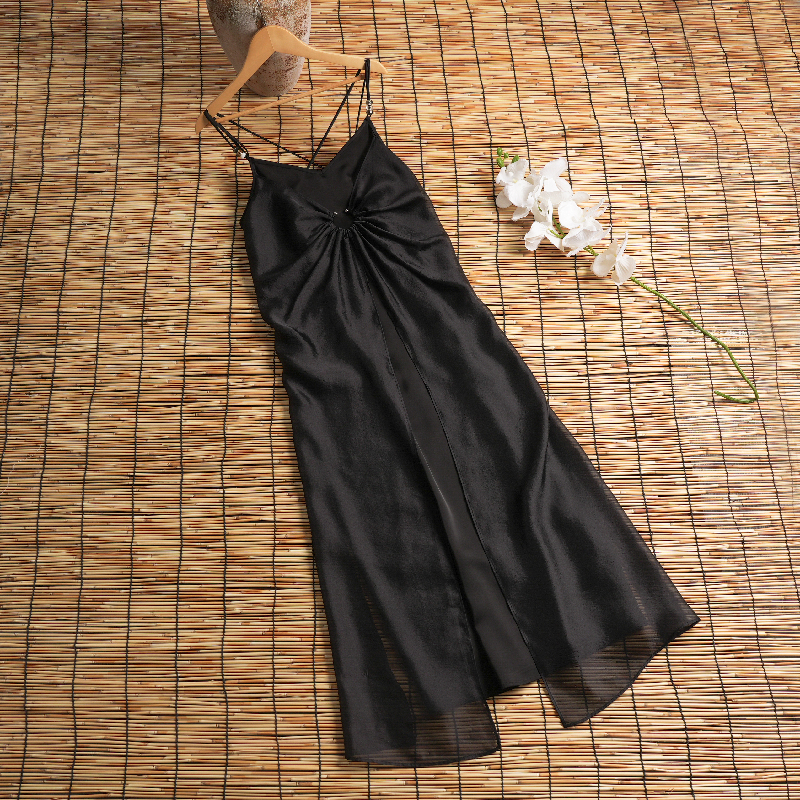 Asymmetrical Hem Adjustable Straps Double Layer Cami Dress