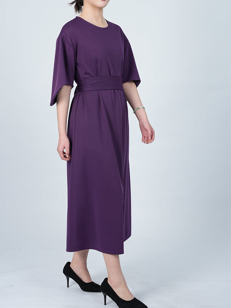 Elegant Solid Color Bat Sleeve Dress