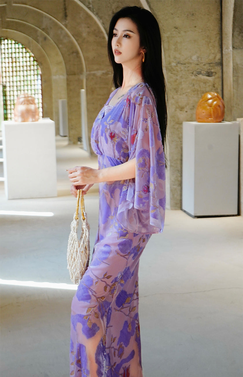 Silk Handmade Velvet Flower Dress 10