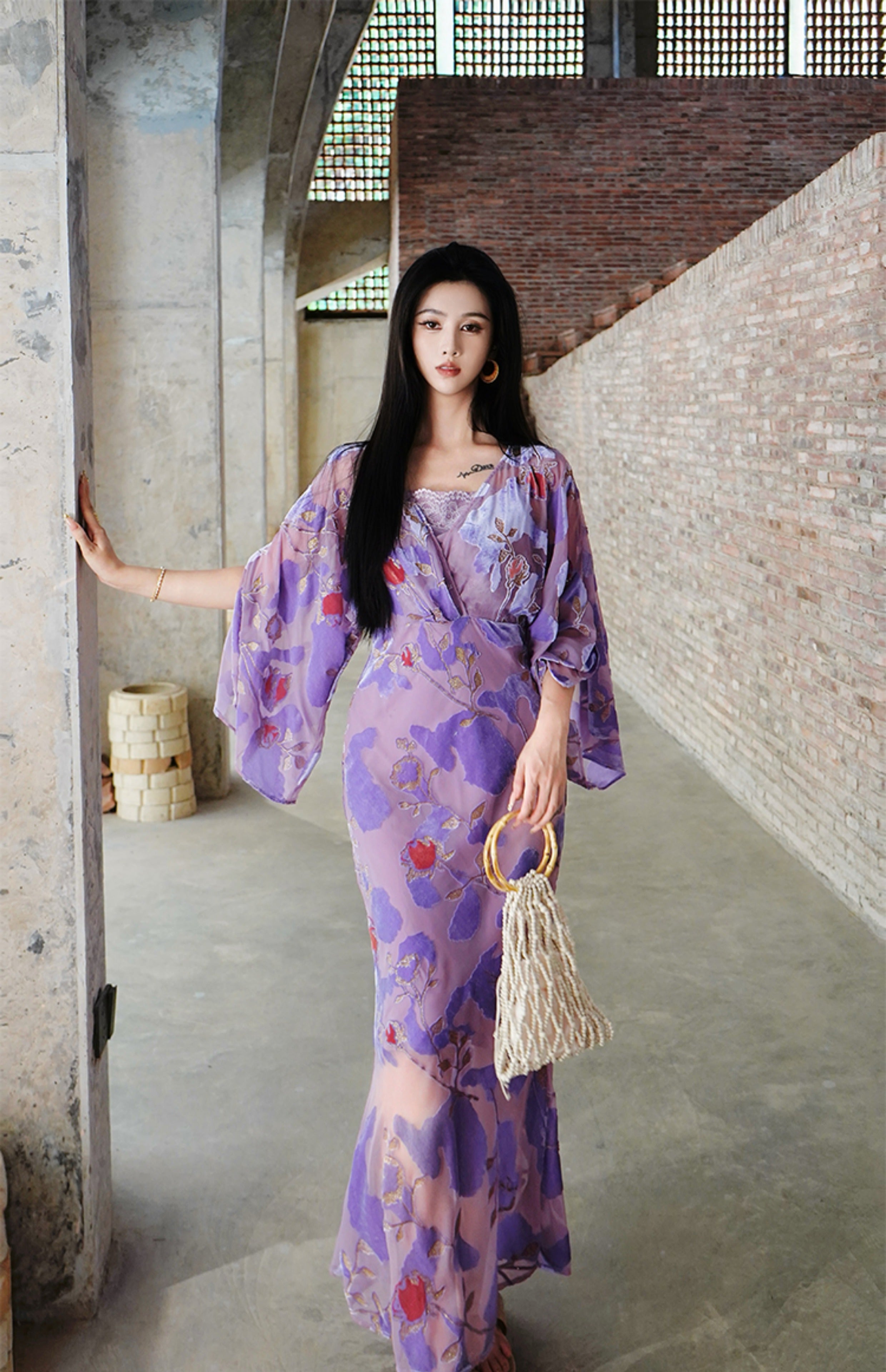 Silk Handmade Velvet Flower Dress 2