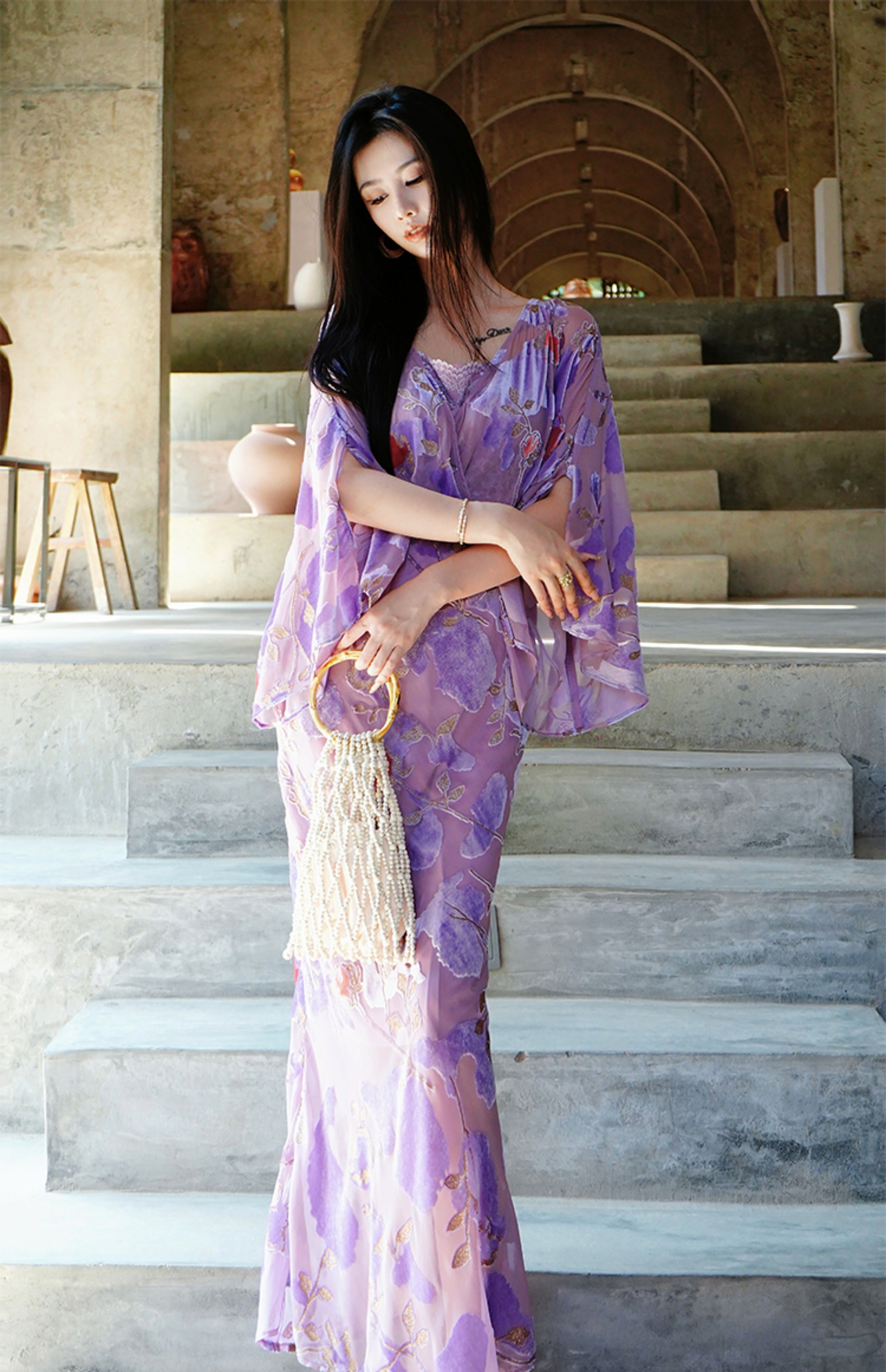 Silk Handmade Velvet Flower Dress 3