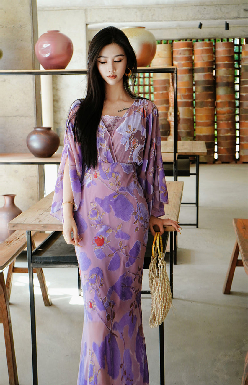 Silk Handmade Velvet Flower Dress 4