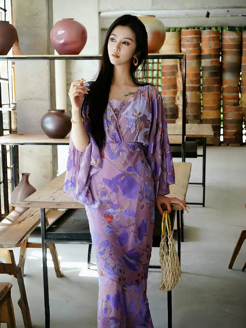 Silk Handmade Velvet Flower Dress 5