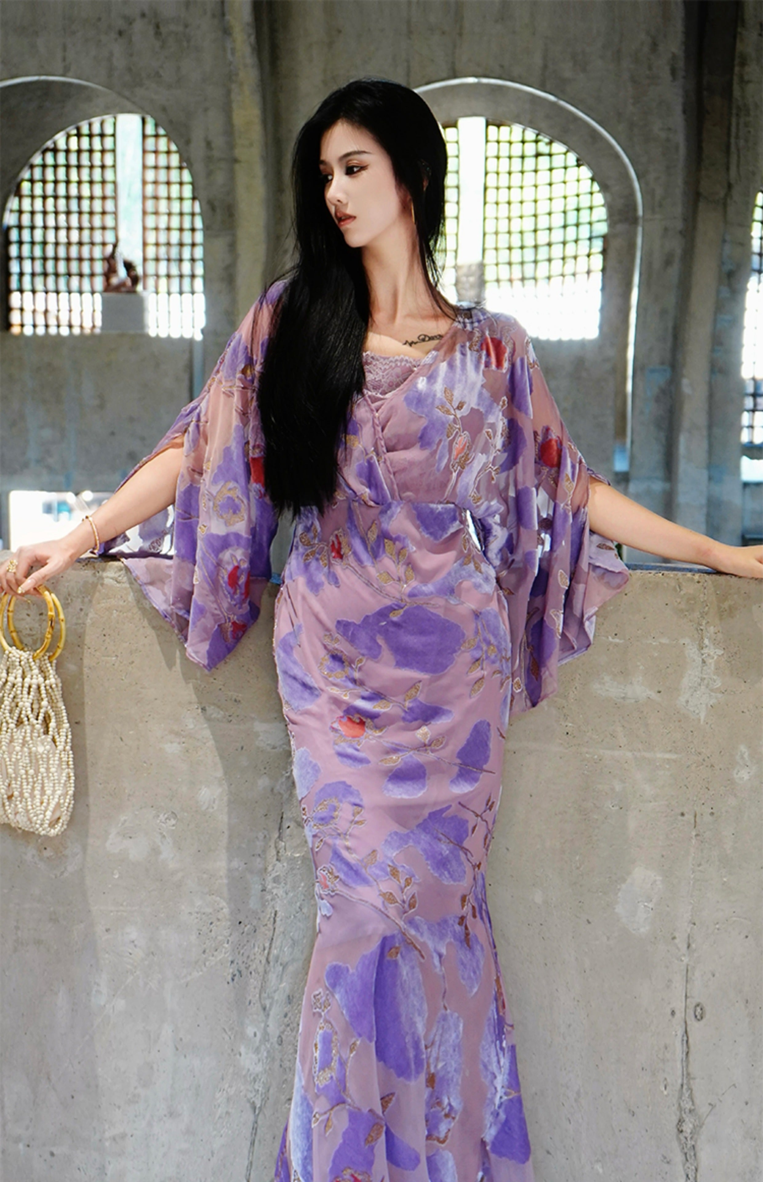 Silk Handmade Velvet Flower Dress 6