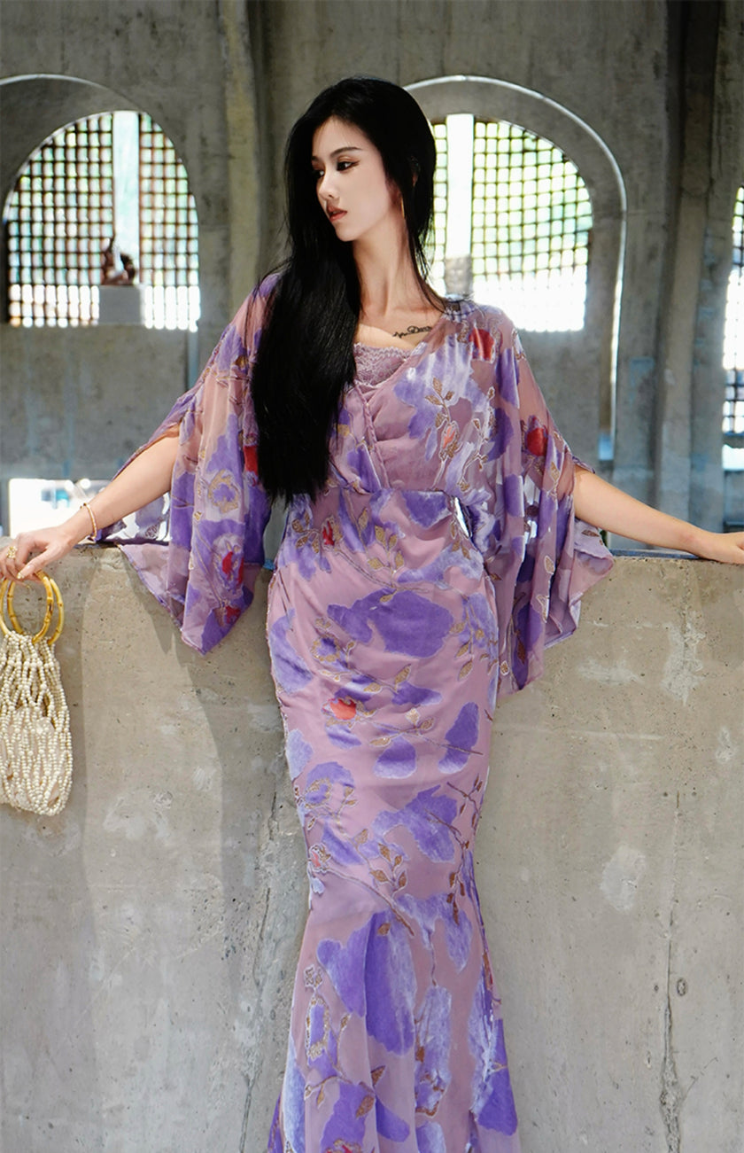 Silk Handmade Velvet Flower Dress 6