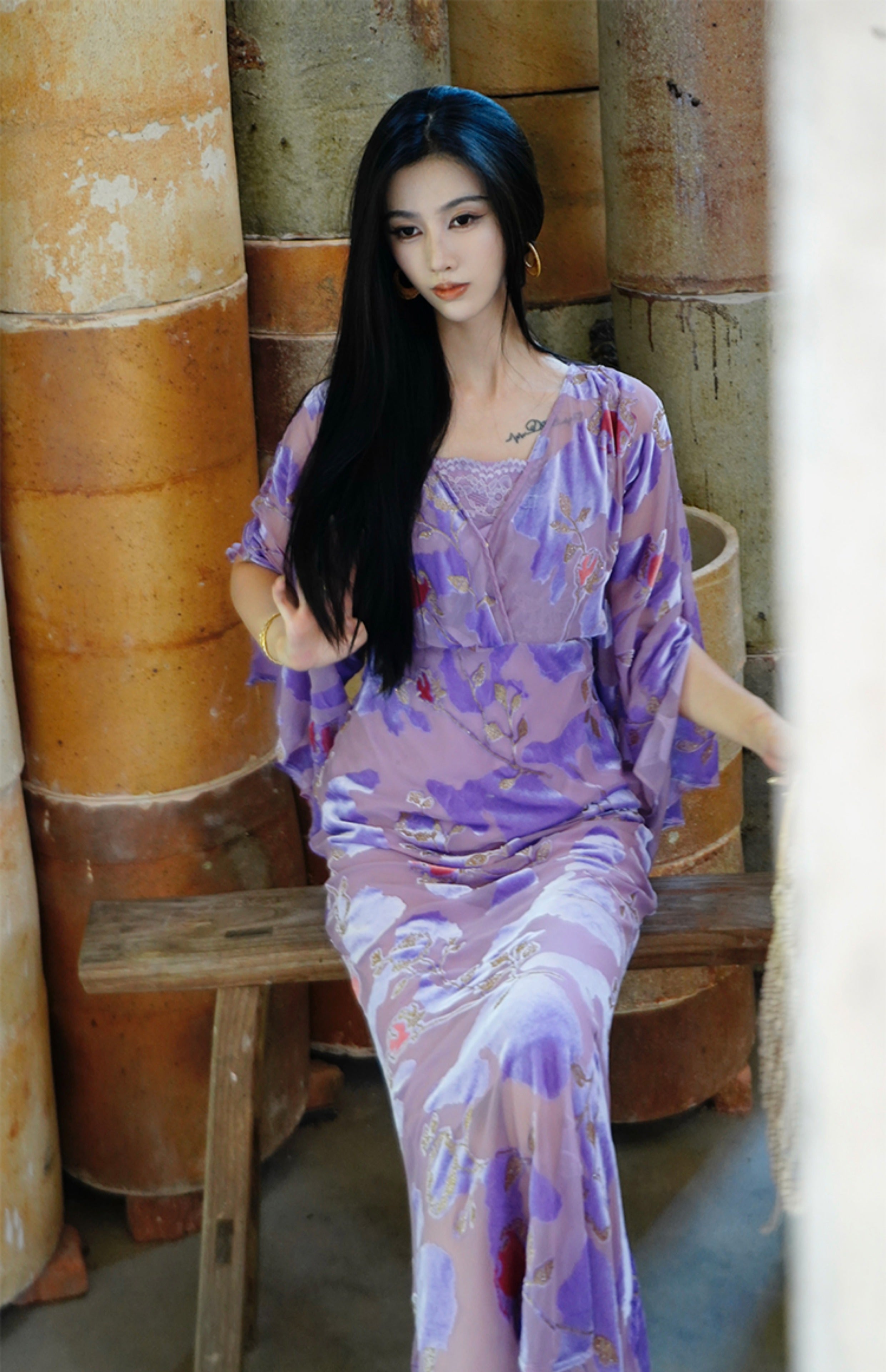 Silk Handmade Velvet Flower Dress 7