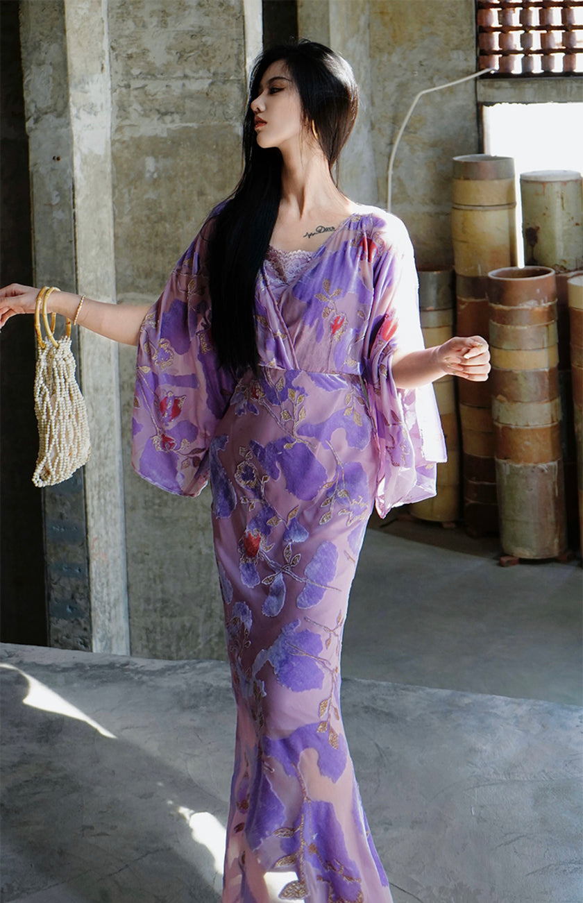 Silk Handmade Velvet Flower Dress 8