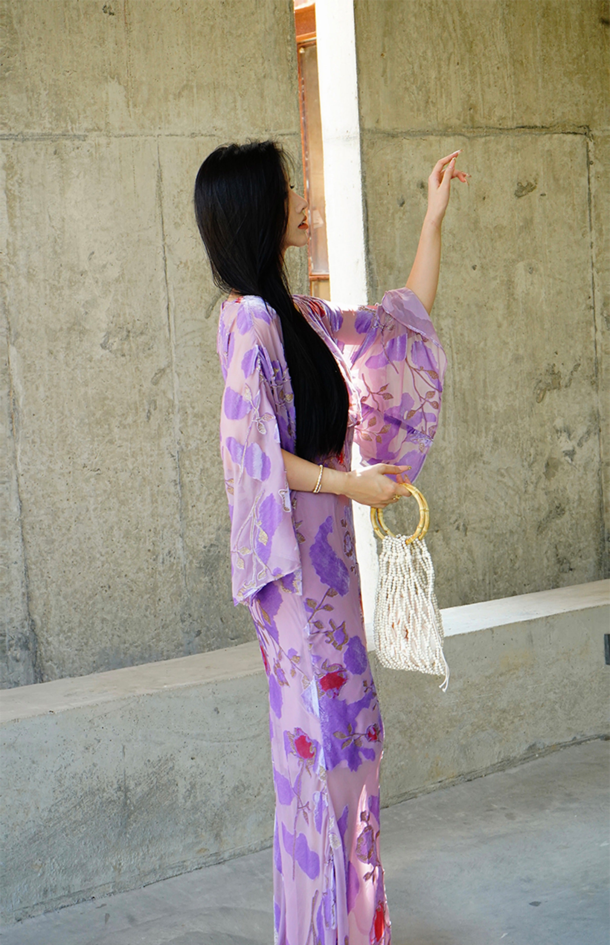 Silk Handmade Velvet Flower Dress 9