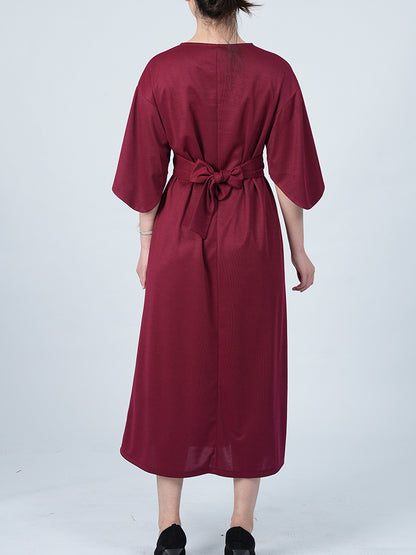 Elegant Solid Color Bat Sleeve Dress