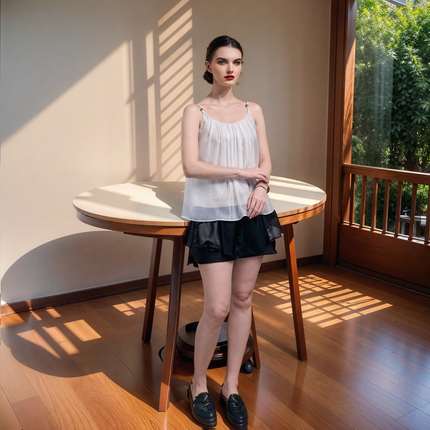 Waist Chain Double Layer Wide-leg Shorts