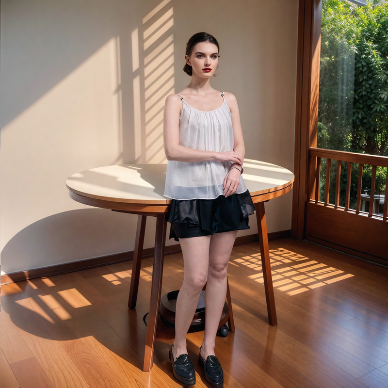 Waist Chain Double Layer Wide-leg Shorts