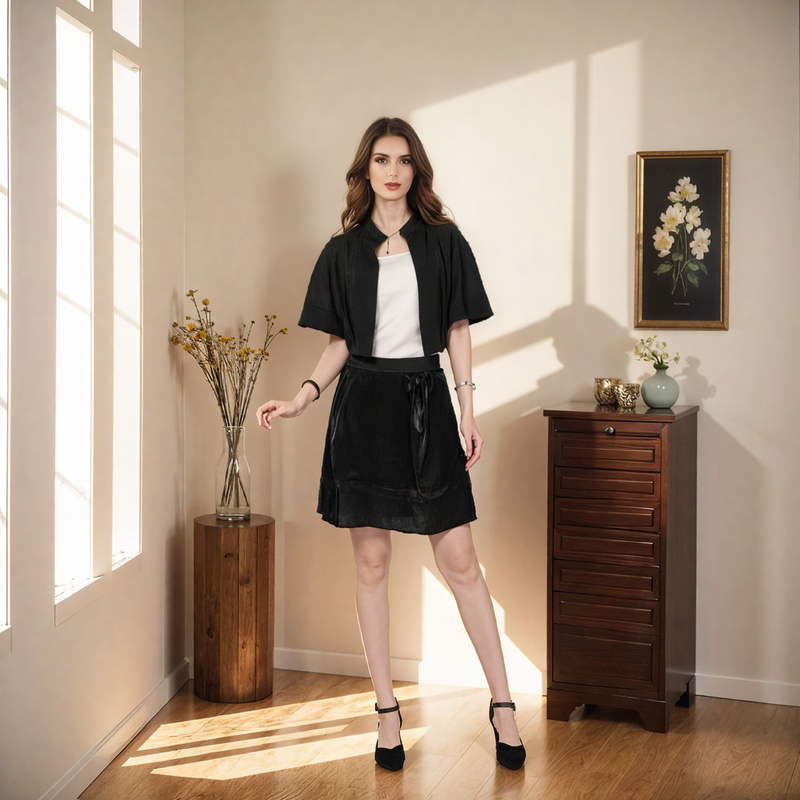 Casual loose stand collar cotton and linen top