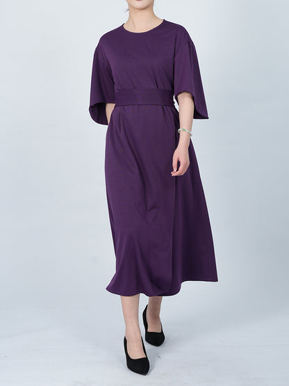 Elegant Solid Color Bat Sleeve Dress