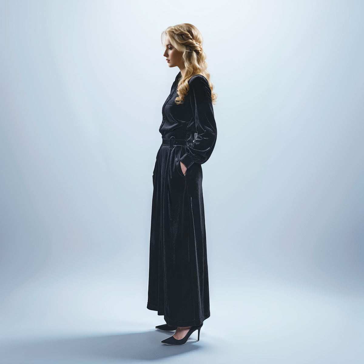 Solid Color Velvet Wide-leg Pants