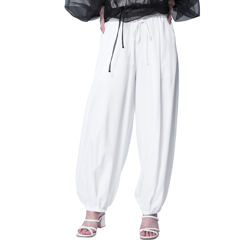 Drawstring Elastic Waist Loose Pants With Pockets