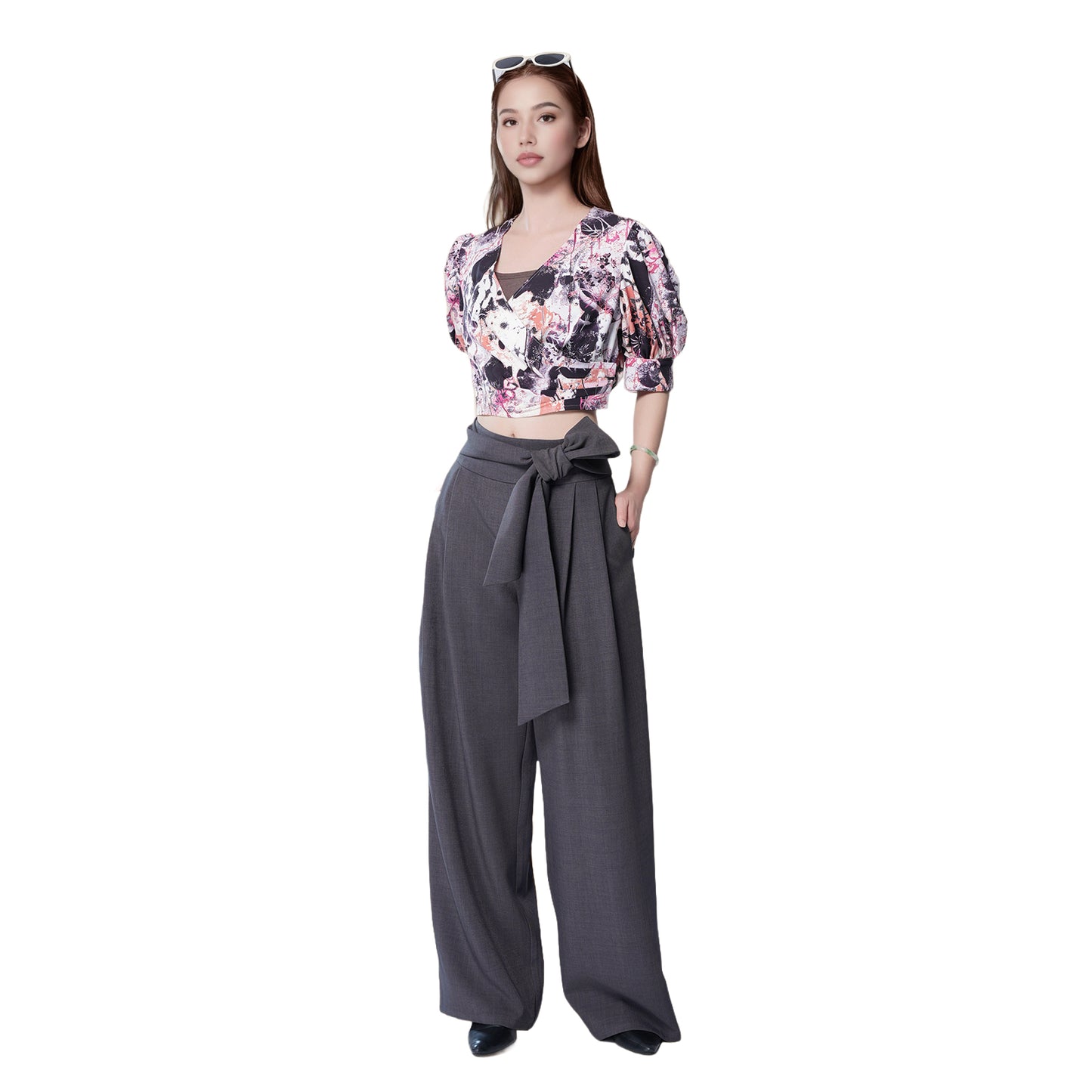 A-line Pleated Belted Pants With Pockets