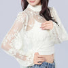 Half Turtleneck Short Front and Long Back Lace See-through Top