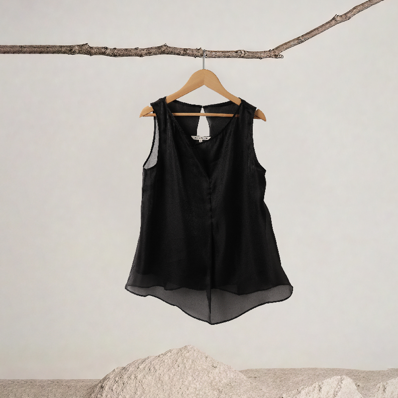 Round Neck Pleated Double Layer Top