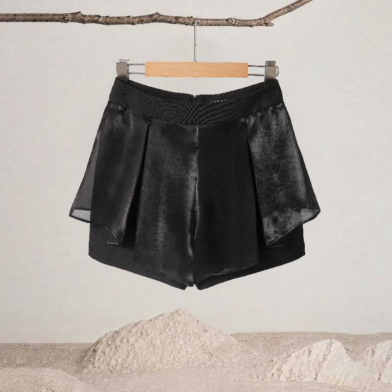 Waist Chain Double Layer Wide-leg Shorts