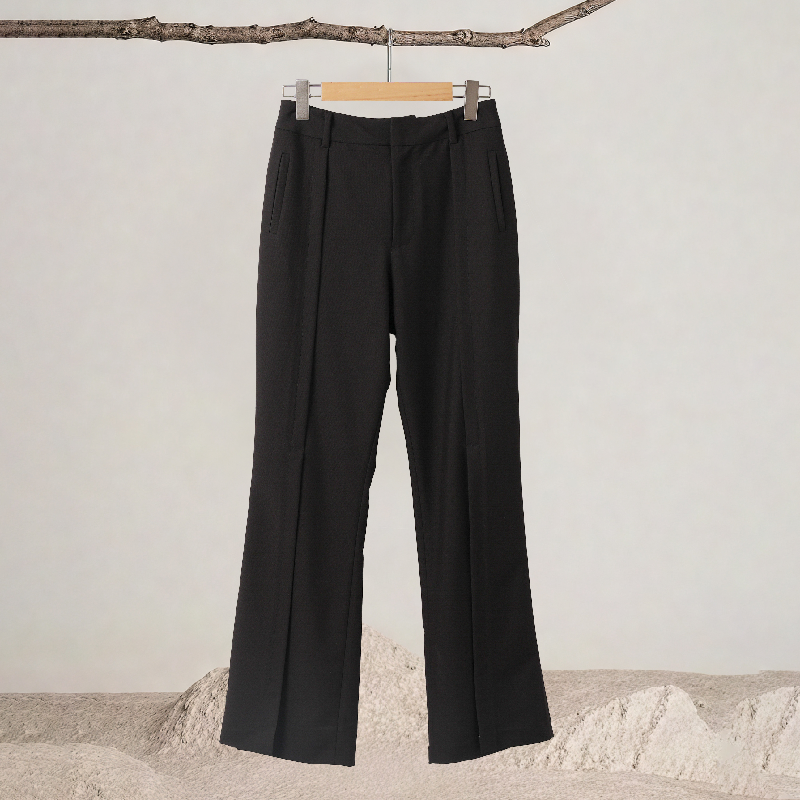 Front Pleat High-slit Flared Pants