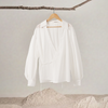 Crossover Front Lantern Sleeves Beaded Ties Top