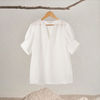 V-neck Irregular Cuff Short Sleeve Top