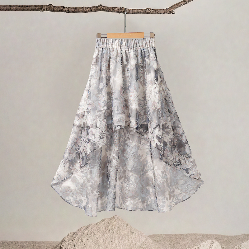 Spring/Summer Floral Print Irregular Skirt