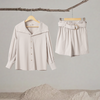 Casual Large Lapel Belted Top and Shorts Set