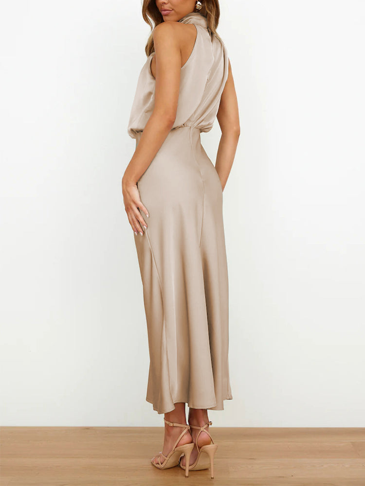 Sleeveless Satin Elegant Maxi Dress