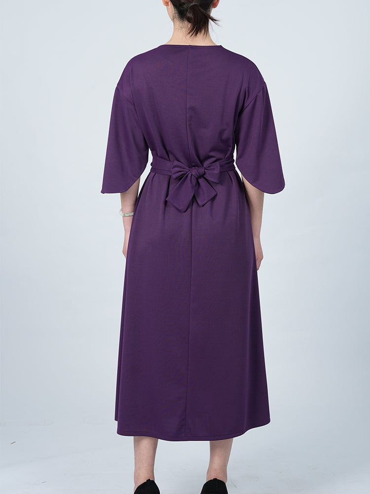 Elegant Solid Color Bat Sleeve Dress