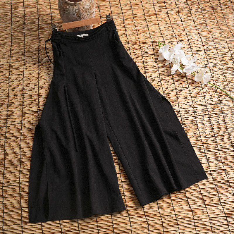 Adjustable Double Laces Side Split Wide-leg Pants