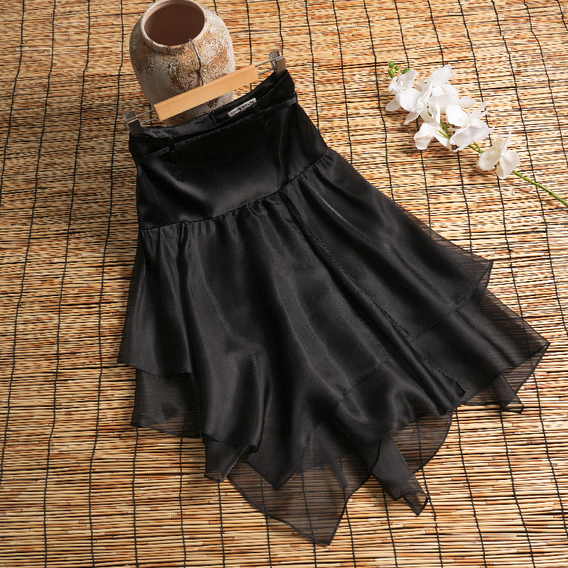 Adjustable Irregular Hem Double Tie-waist Skirt