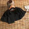 Casual loose stand collar cotton and linen top