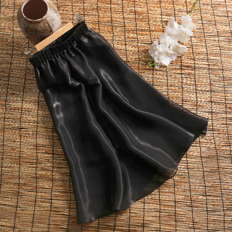 Solid Color Elastic Waistband Flowy Skirt