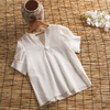 V-neck Irregular Cuff Short Sleeve Top