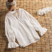 V-Neck Ruffle Sleeve Drawstring Top