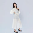 V-neck Long Sleeve Drawstring Waist-cinching Dress