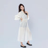 V-neck Long Sleeve Drawstring Waist-cinching Dress