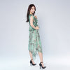 V-neck Waist-cinching Ruffle Design Irregular Hem Dress