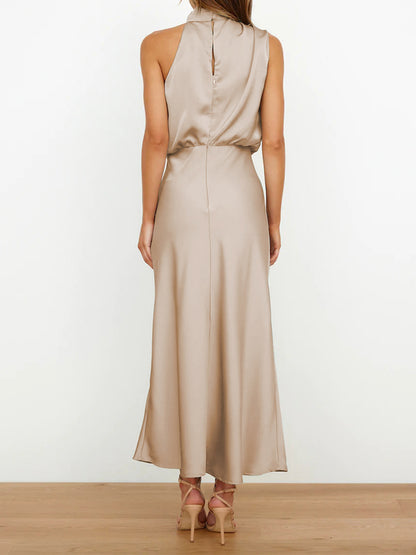 Sleeveless Satin Elegant Maxi Dress