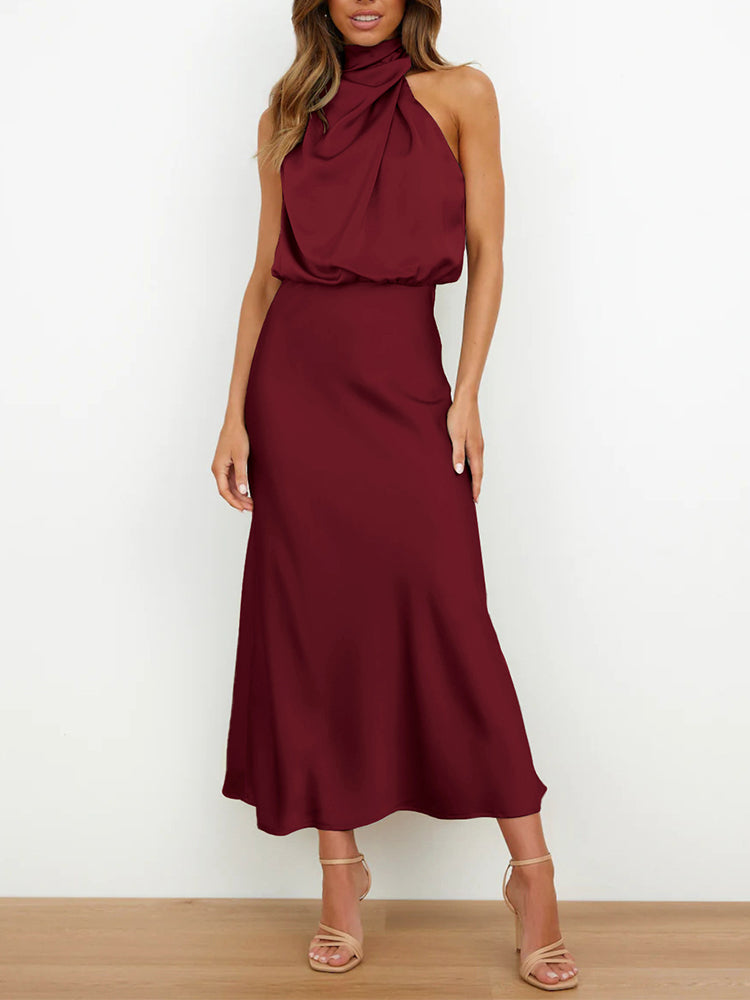 Sleeveless Satin Elegant Maxi Dress