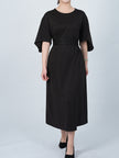 Elegant Solid Color Bat Sleeve Dress
