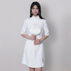 Stand Collar Half Sleeve Side Split Midi Dress