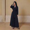 Deep V-neck Long Sleeve Loose Jumpsuit with Belt