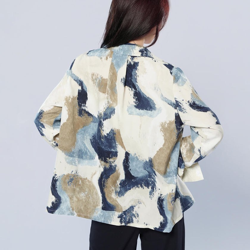 Lapel Long Sleeve Printed Shirt