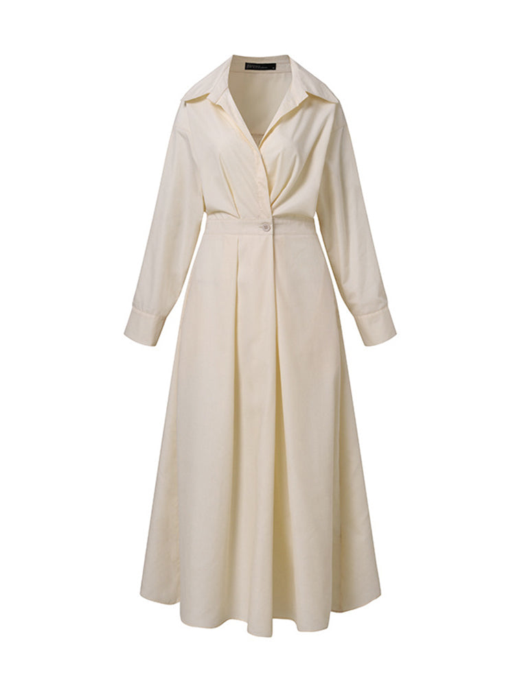 Cotton and Linen Elastic High Waist Cardigan Dress