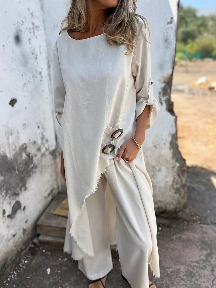 Loose Irregular Robe and Trousers Set