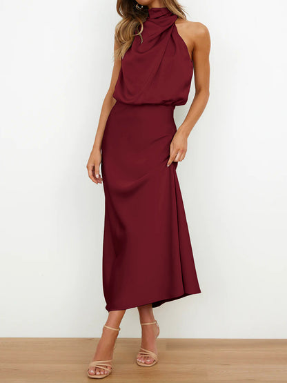 Sleeveless Satin Elegant Maxi Dress