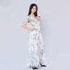 V-neck Ruffle Sleeves Backless Printed Dress